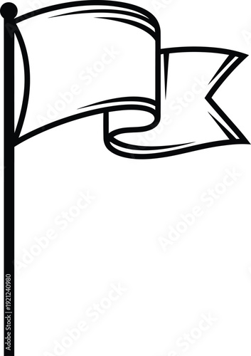 A simple line drawing of a waving flag on a pole