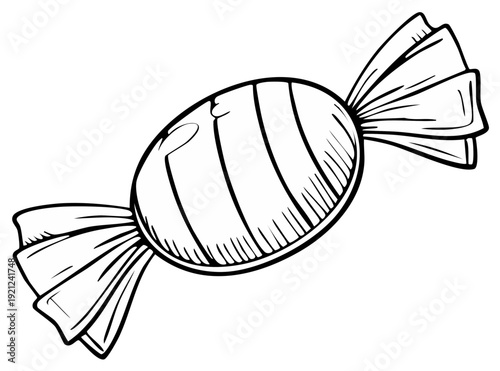 Hand drawn wrapped candy illustration isolated on white delicious treat sweet dessert sketch black line