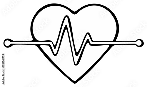 Heartbeat cardiogram symbol with medical lines representing life rhythm