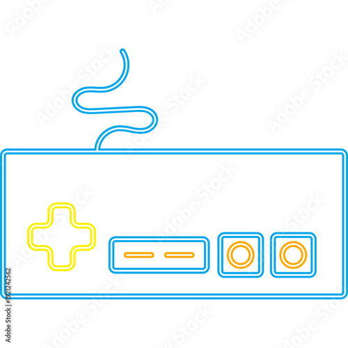 Retro Gaming Controller Neon Outline