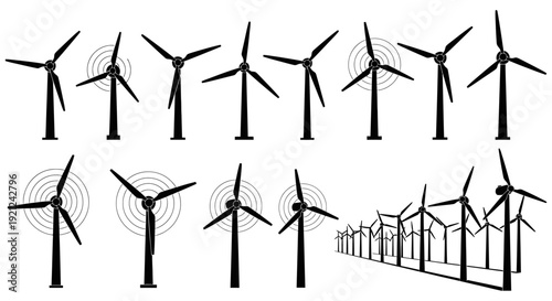 renewable energy wind turbines spinning illustrating clean green power generation and sustainable electricity solutions.