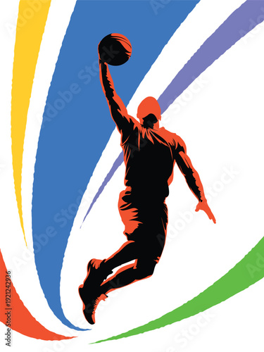 basketball silhouette player jump shot