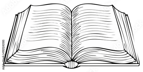 Open Book Illustration with Lines for Reading Material and Publishing Ventures, Paper Pages Outlined for an Educational Project