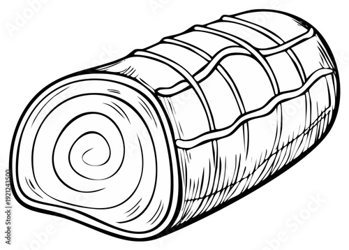 Ink drawing of a Swiss roll pastry