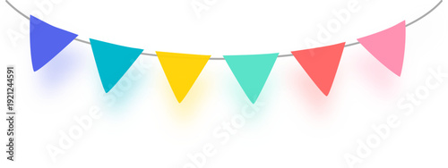 Colorful Pastel Bunting Banner with Triangle Flags – Festive Party Decoration Background