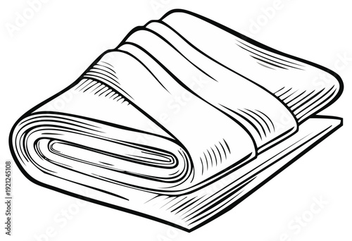 Folded Textile Material Fabric Roll Sketch Illustration