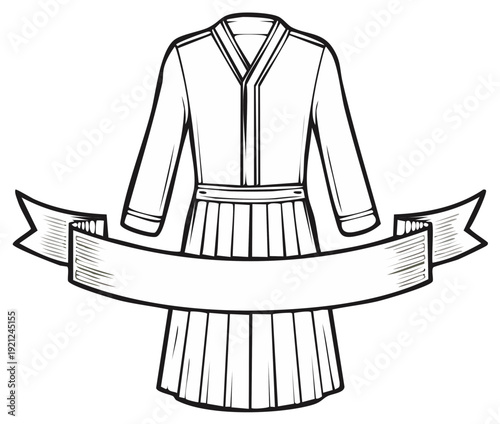 Martial Arts Uniform and Banner for Text Space Illustration