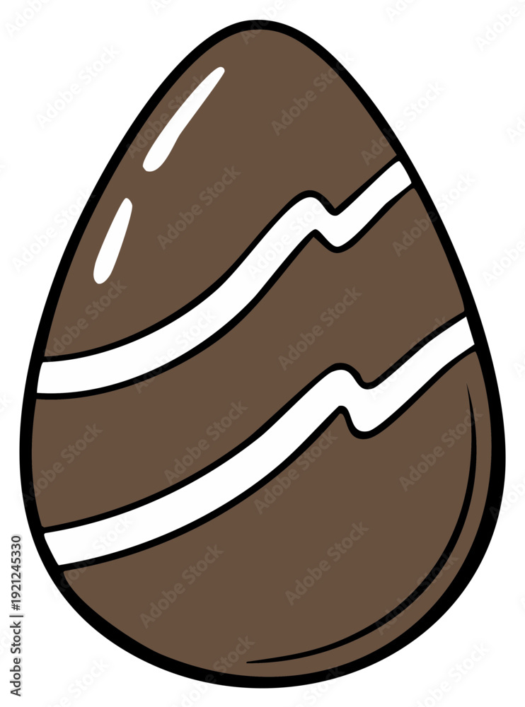 Obraz premium Cartoon Chocolate Easter Egg with Stripes Festive Spring Holiday Treat