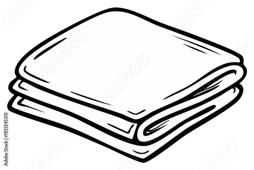 Neatly Folded Stack of Fabrics or Papers Illustration in Black and White
