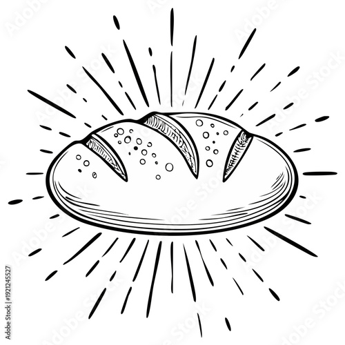 Rustic Loaf of Bread with Abstract Sunburst Design