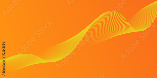 Abstract glowing wave lines on orange background. Dynamic wave pattern. Modern flowing wavy lines. Futuristic technology concept. Suit for banner, poster, cover, brochure, flyer, website