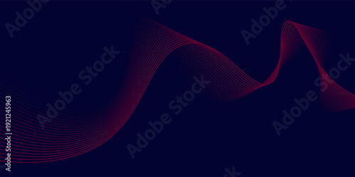 Abstract red wave line pattern on dark blue background. Futuristic technology concept. Suit for banner, poster, cover, brochure, flyer, website