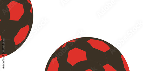 3d soccer balls icons black and red, black and red gold and black and red blue color. 3d vector render Symbol or emblem football . Vector illustration