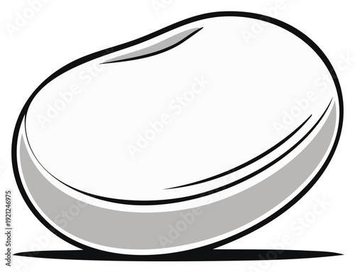 Simple White Bean Shape Outline Simple Minimalist Food Element with Soft Shadow