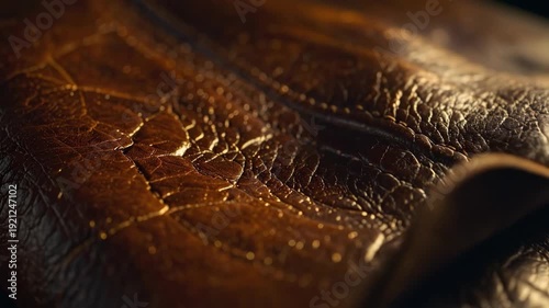 Close-up of Textured Leather Surface with Fine Details.