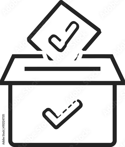 Vector ballot box icon with checkmark