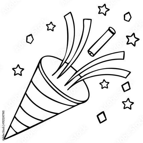 Exploding party popper releasing colorful confetti and streamers in a festive celebration