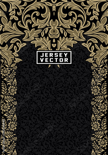 BLACK AND GOLD BAROQUE FLORAL...