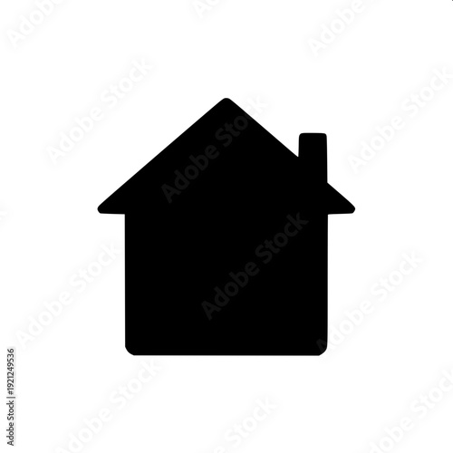 Contemporary house front view, flat black icon style, architectural elevation, minimal vector graphic