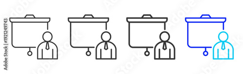 Corporate Pitch Business Icon Set Collection Creative Outline Style for Competence with Multiple Thickness Variations Vector Pack for Professional Design Use