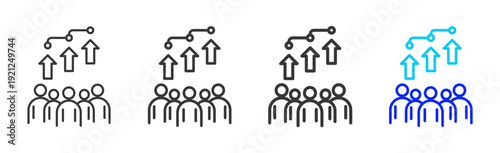 Team Growth Business Icon Set Collection Creative Outline Style for Competence with Multiple Thickness Variations Vector Pack for Professional Design Use