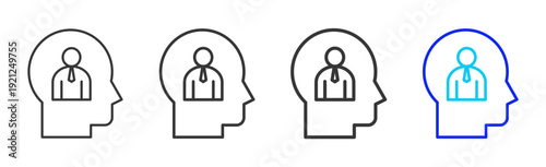 Identity Leader Business Icon Set Collection Creative Outline Style for Competence with Multiple Thickness Variations Vector Pack for Professional Design Use