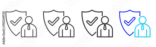 Secure Leader Business Icon Set Collection Creative Outline Style for Competence with Multiple Thickness Variations Vector Pack for Professional Design Use