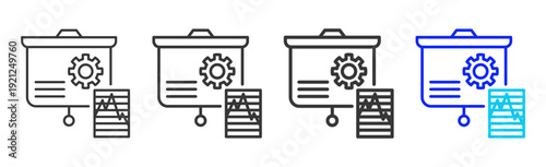 Performance Gear Business Icon Set Collection Creative Outline Style for Competence with Multiple Thickness Variations Vector Pack for Professional Design Use