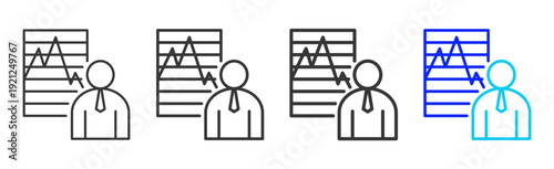 Corporate Graph Business Icon Set Collection Creative Outline Style for Competence with Multiple Thickness Variations Vector Pack for Professional Design Use