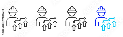 Construct Growth Business Icon Set Collection Creative Outline Style for Competence with Multiple Thickness Variations Vector Pack for Professional Design Use