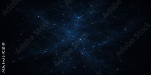 Blue abstract space background with stars and galaxy