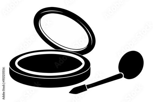 make-up brushes and powder icon, cosmetic compact icon