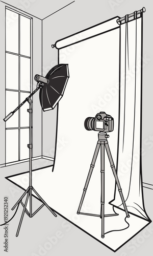 Professional Photography Studio Setup with Camera and Lighting Equipment 3.