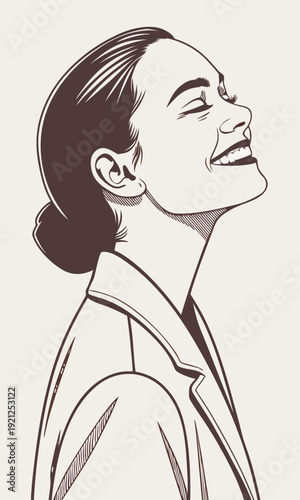 Joyful Woman with Head Tilted Upward and Eyes Closed in Serene Happiness.