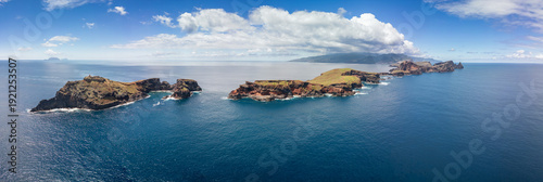 Schilderij op canvas Aerial super wide panorama of Point of Saint Lawrence with Ilheus do Farol light