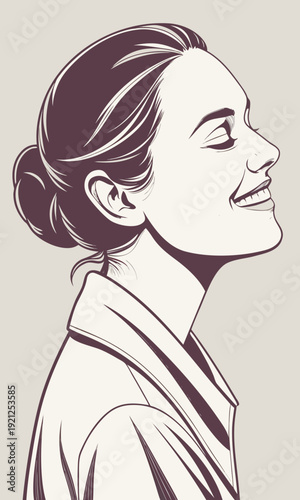 Serene Woman with Eyes Closed in Profile.