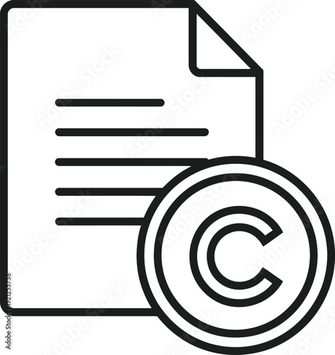 Document with copyright symbol icon isolated on White Background