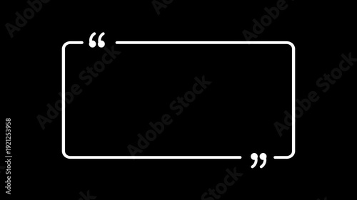 rectangle with quotation marks quote speechin transparent background in 4K animation rectangle and question marks animation 