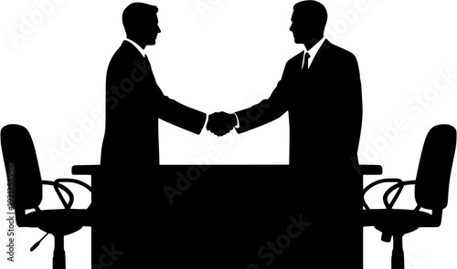 Corporate Handshake Agreement Silhouette with Business Partnership, Deal and Office Meeting Concept