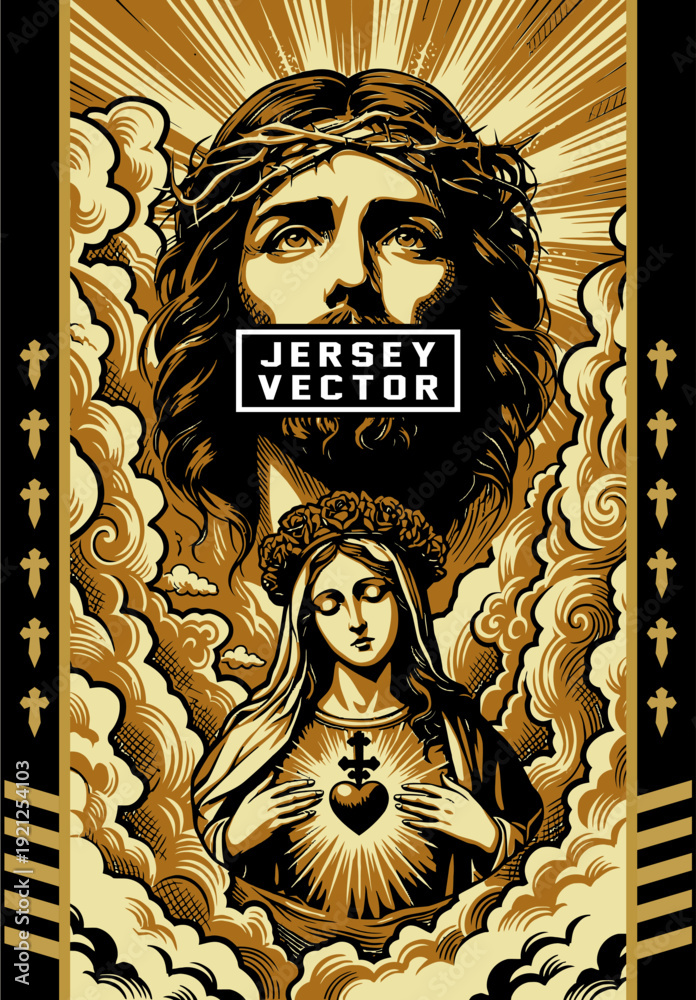 Fototapeta premium VINTAGE GOLD CATHOLIC DEVOTIO...