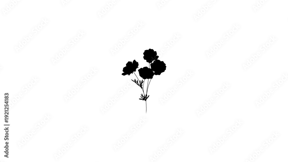 Obraz premium Minimalist Black Flower Silhouette on White Background.eps