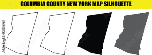 Columbia county new york map silhouette collection with white outline black fill dotted and transparent background vector