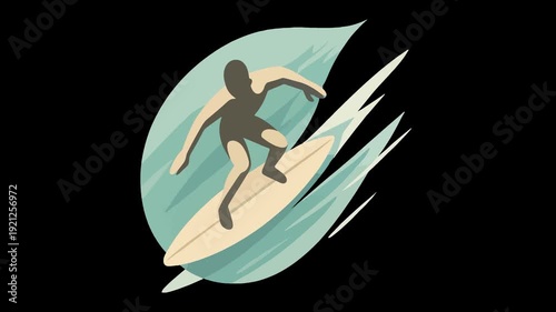 Surfer riding a wave abstract illustration surfing