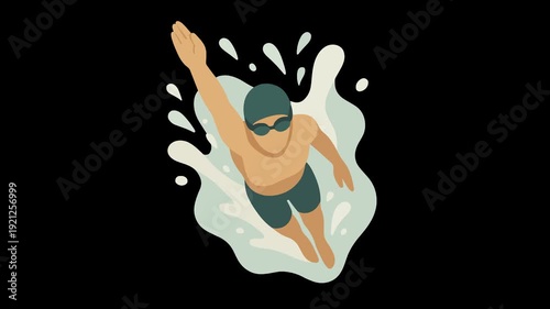 Swimmer in Water with Goggles photo image