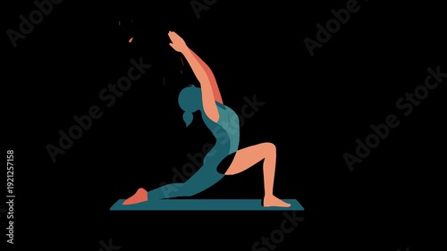 Woman in yoga warrior pose abstract illustration asana
