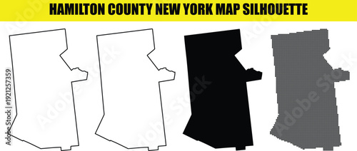 Hamilton county new york map silhouette four different versions, county map