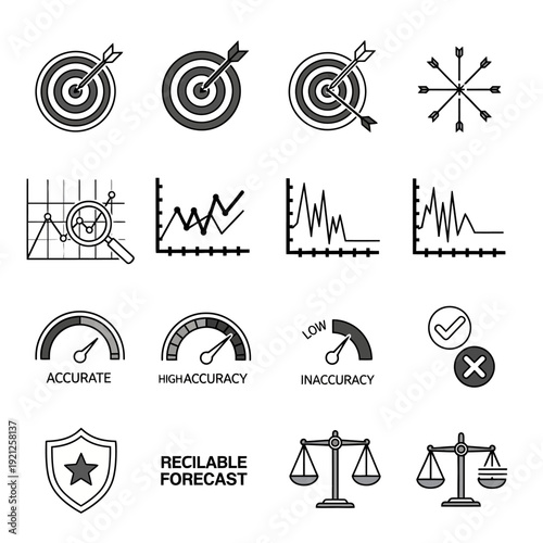 Business icons for accuracy and forecast.