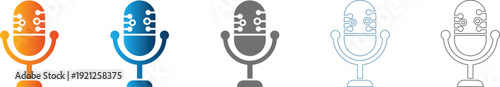 Microphone Icon Set in Flat Design Vector Illustration