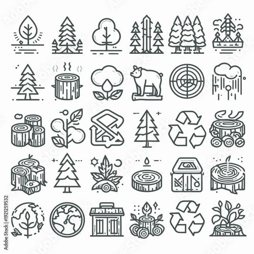 Forest Trees Deforestation Reforestation Icons