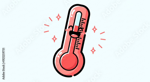 Rising temperature gauge with heat wave effect on light blue background
